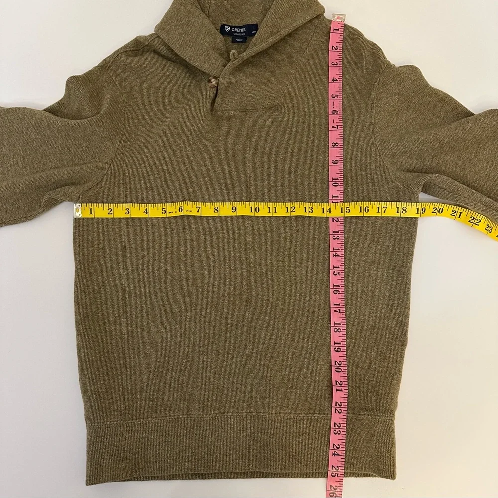Cremieux Shawl Collar Sweater Small Elbow‎ Patch Tan Pullover Preppy Heritage
